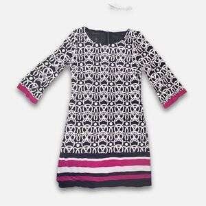 INC International Concepts Kaleidoscope Print Dress Fuchsia and Navy